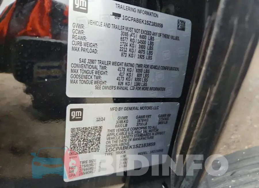 1GCPABEK1SZ183859 Photo# 12
