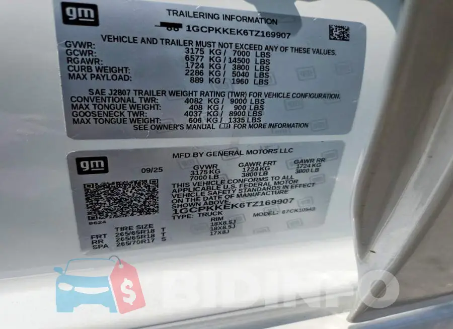 1GCPKKEK6TZ169907 Photo# 13