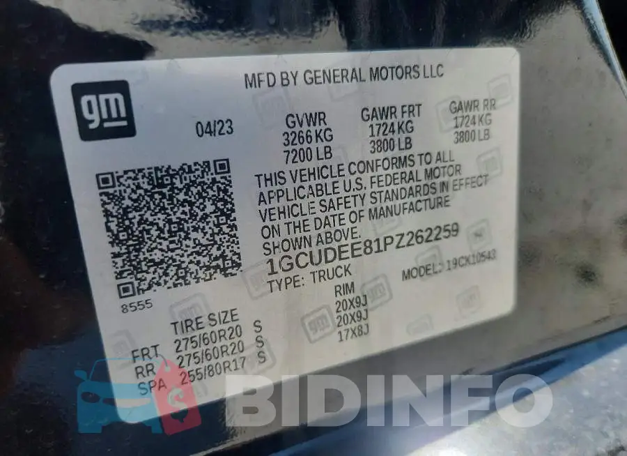 1GCUDEE81PZ262259 Photo# 12