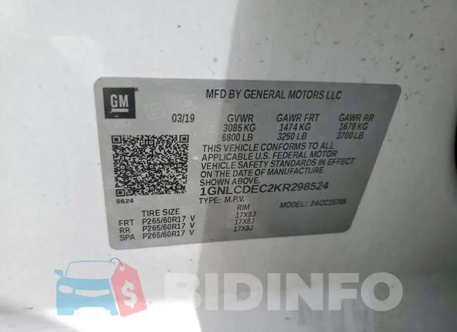 1GNLCDEC2KR298524 Photo# 13