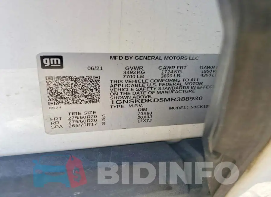 1GNSKDKD5MR388930 Photo# 14