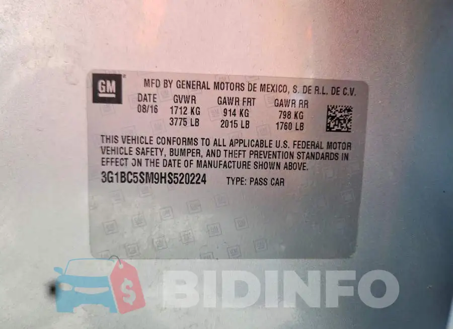 3G1BC5SM9HS520224 Photo# 13