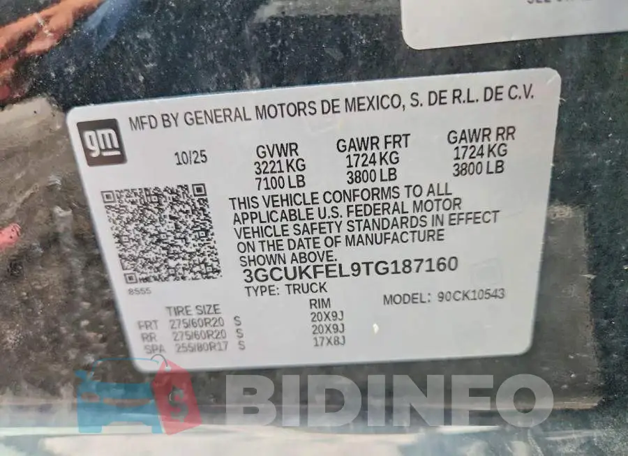 3GCUKFEL9TG187160 Photo# 12