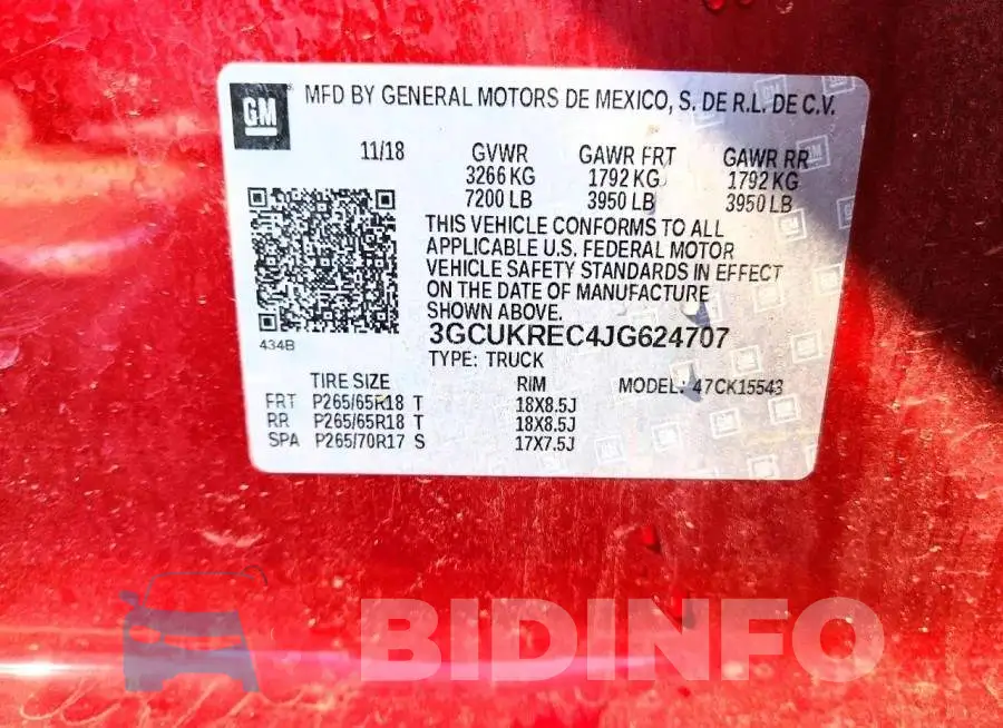 3GCUKREC4JG624707 Photo# 13