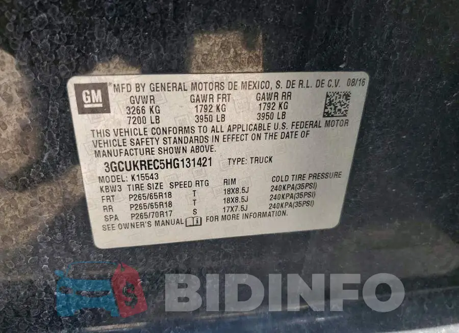 3GCUKREC5HG131421 Photo# 12