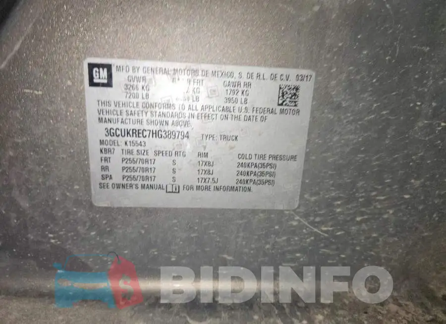 3GCUKREC7HG389794 Photo# 12