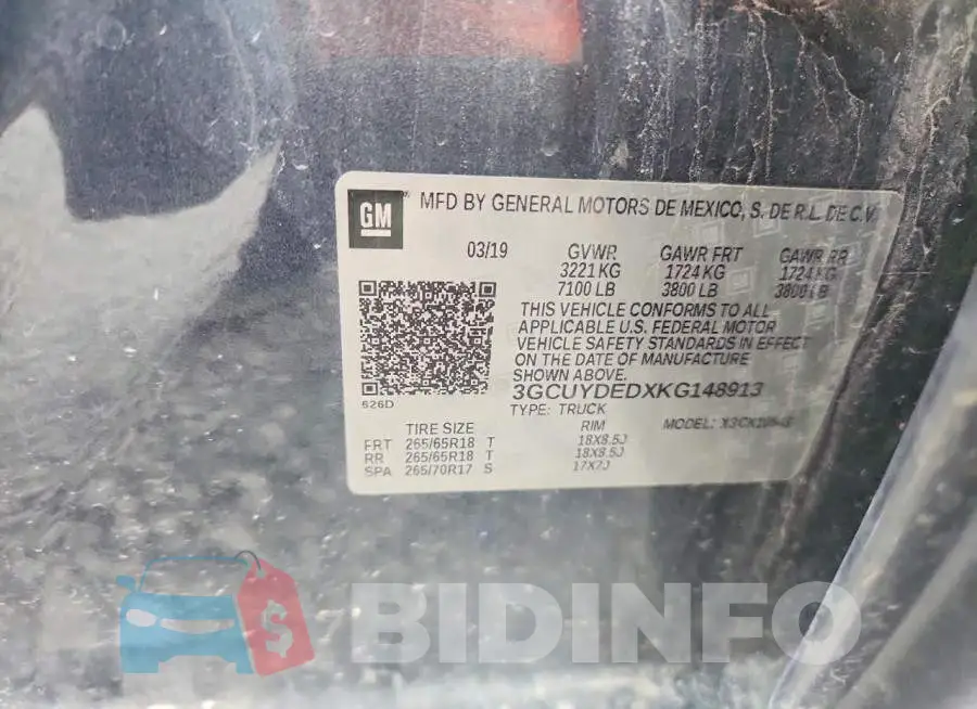 3GCUYDEDXKG148913 Photo# 12