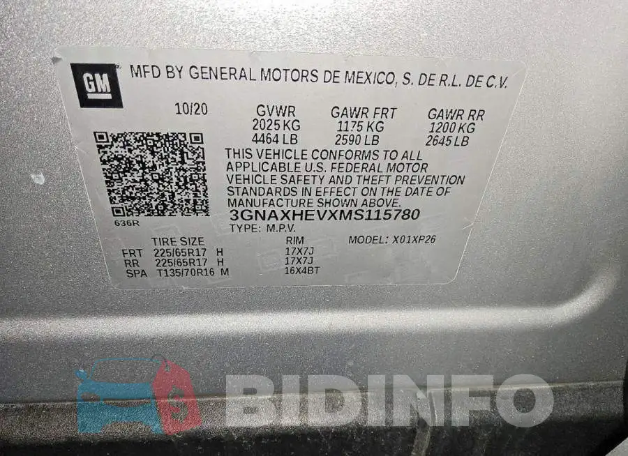 3GNAXHEVXMS115780 Photo# 13