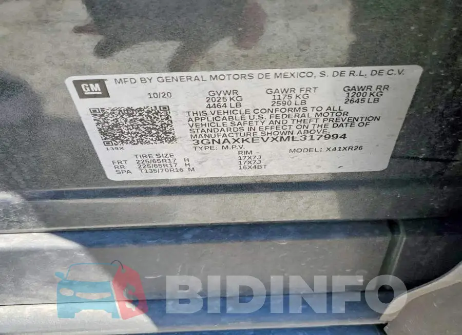 3GNAXKEVXML317994 Photo# 13