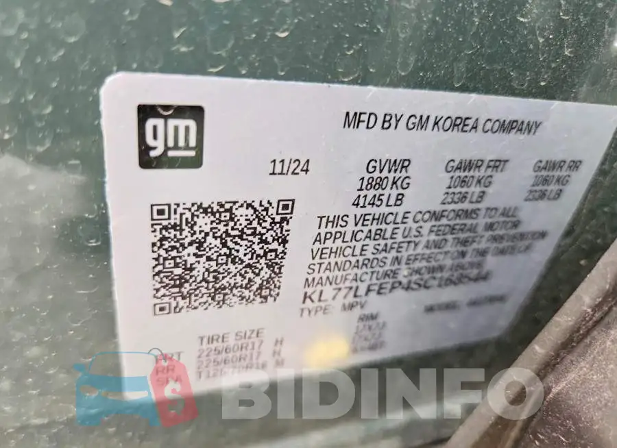 KL77LFEP4SC168544 Photo# 13