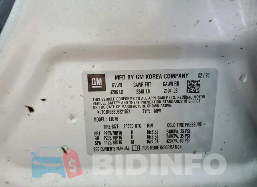 KL7CJKSB8LB321021 Photo# 14