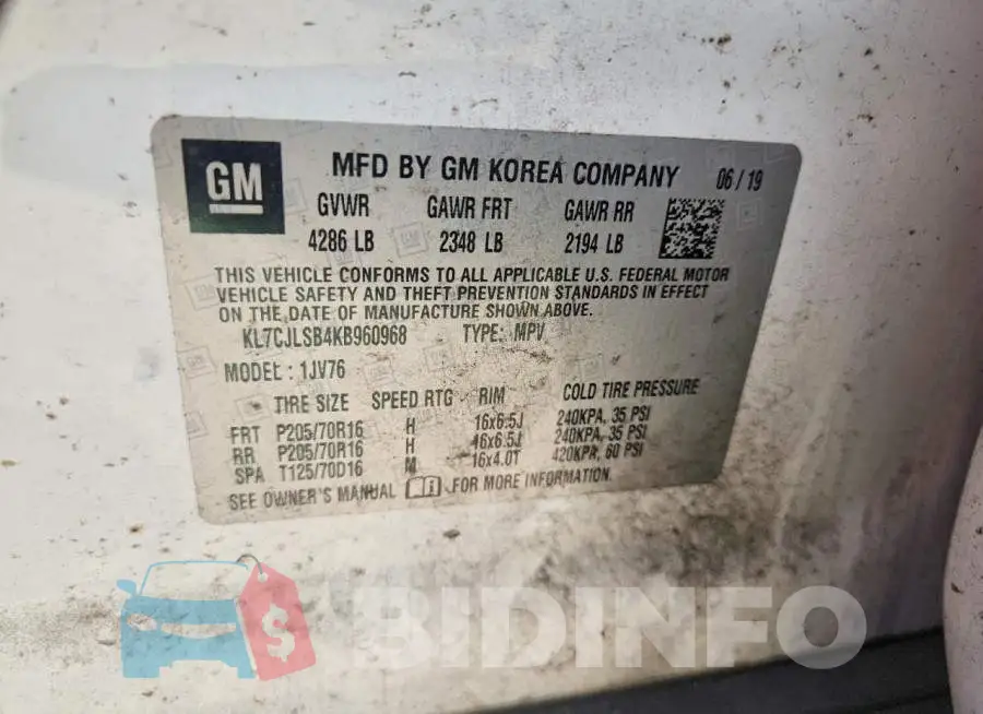 KL7CJLSB4KB960968 Photo# 14