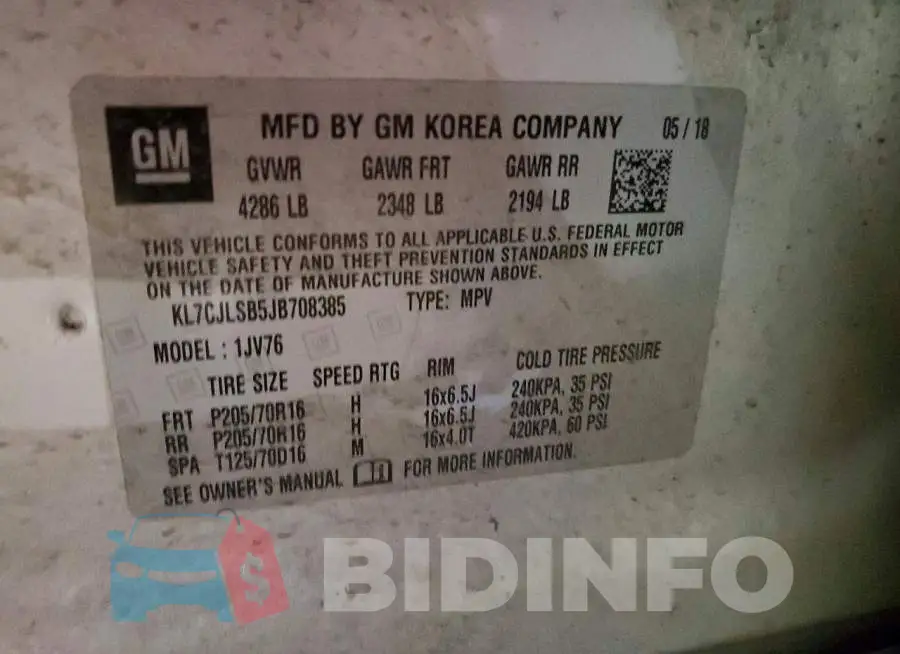 KL7CJLSB5JB708385 Photo# 13
