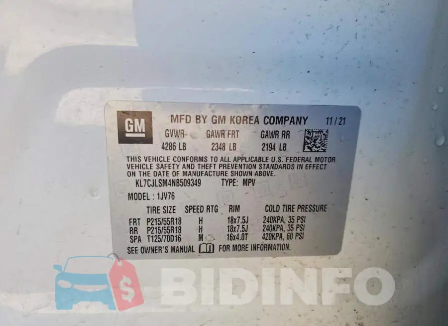 KL7CJLSM4NB509349 Photo# 13