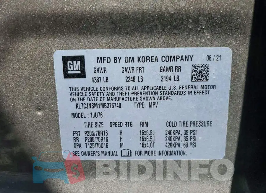 KL7CJNSM1MB376740 Photo# 14