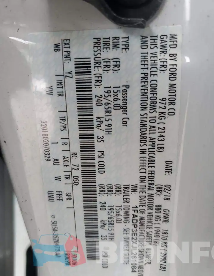 1FADP3E2XJL261084 Photo# 12