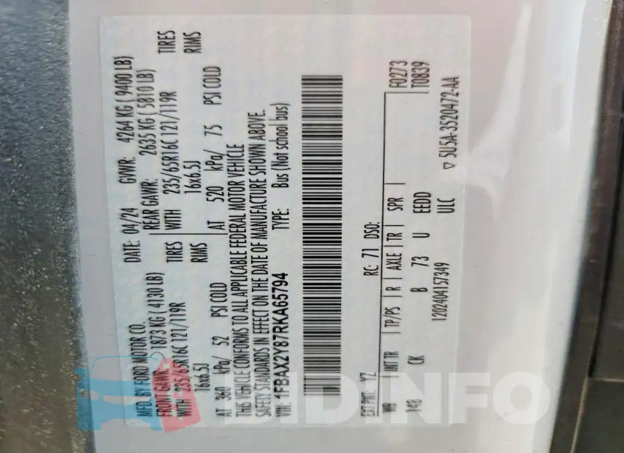 1FBAX2Y87RKA65794 Photo# 14