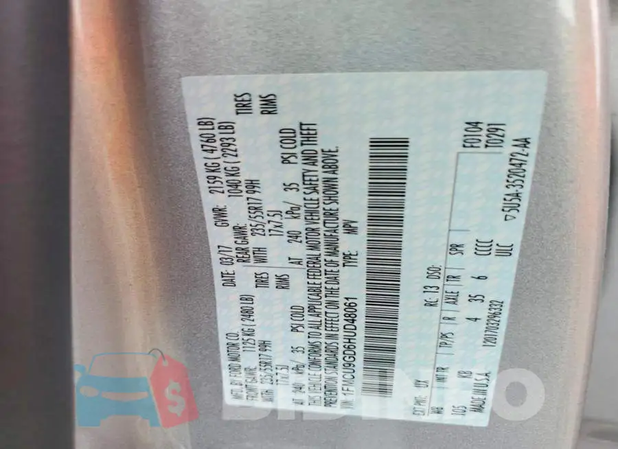 1FMCU9GD6HUD48061 Photo# 13