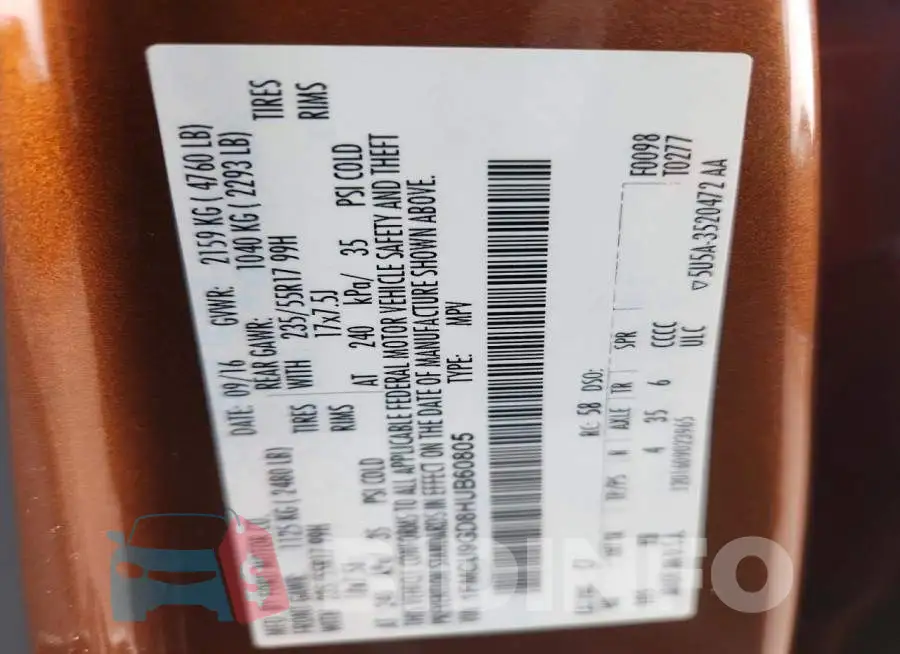 1FMCU9GD8HUB60805 Photo# 13