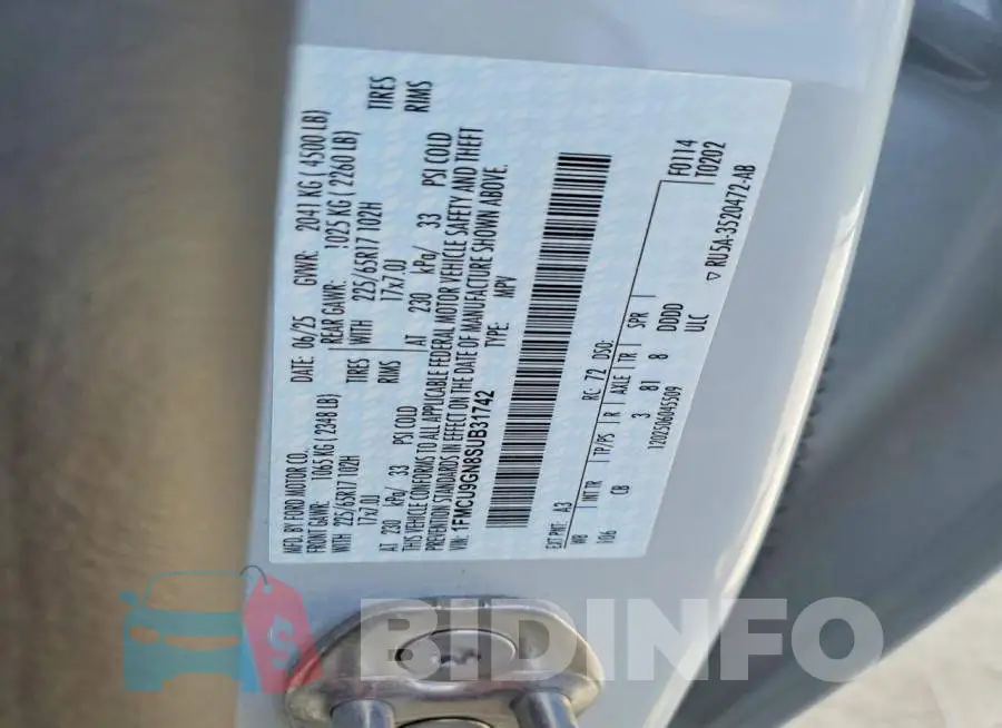 1FMCU9GN8SUB31742 Photo# 14