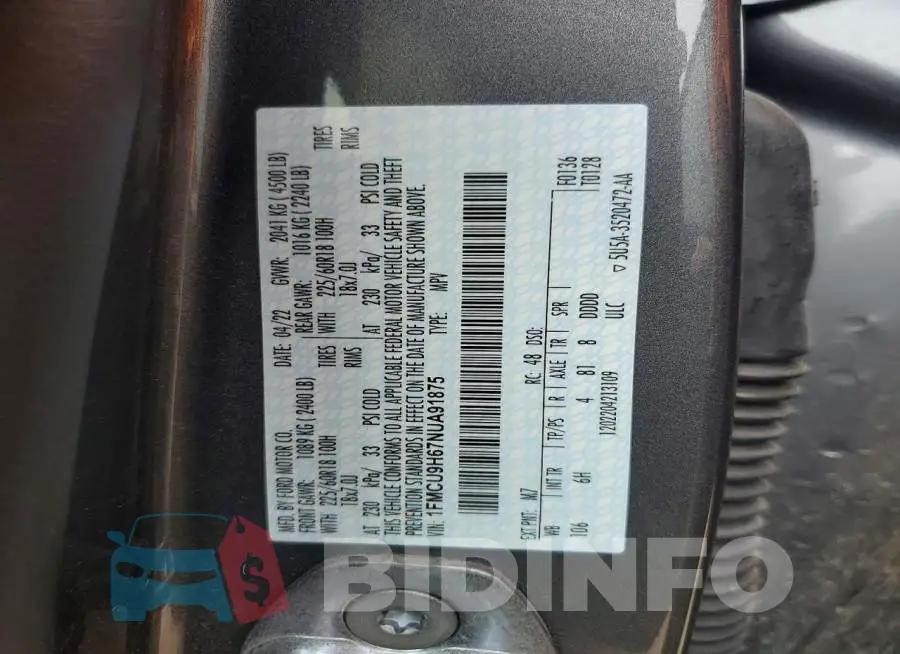 1FMCU9H67NUA91875 Photo# 13