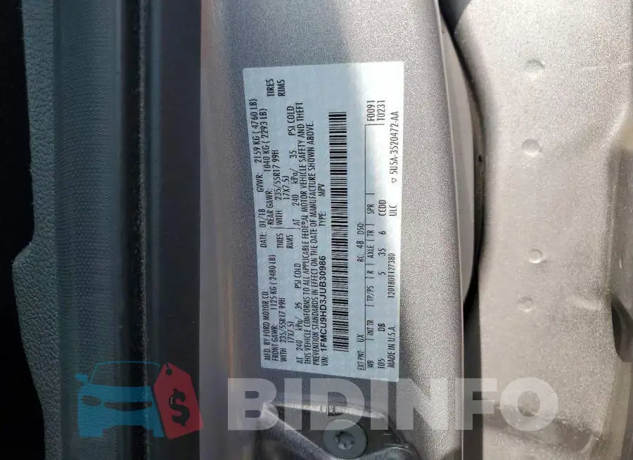 1FMCU9HD3JUB30986 Photo# 13