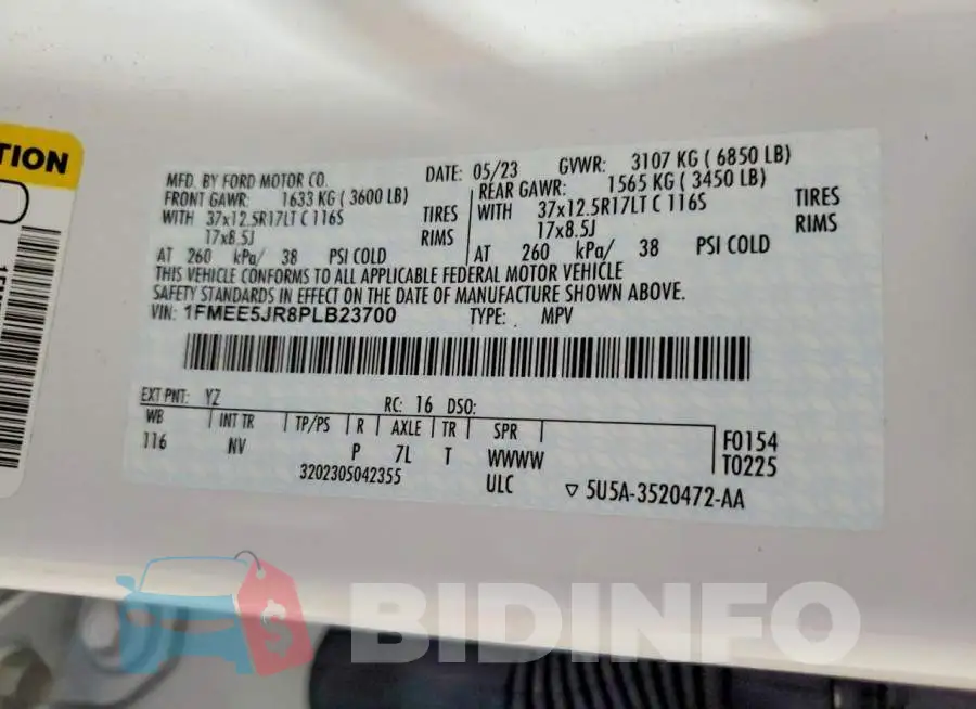 1FMEE5JR8PLB23700 Photo# 14