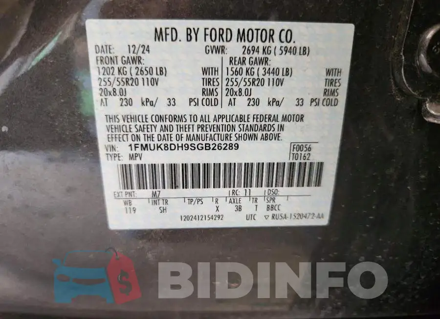 1FMUK8DH9SGB26289 Photo# 13