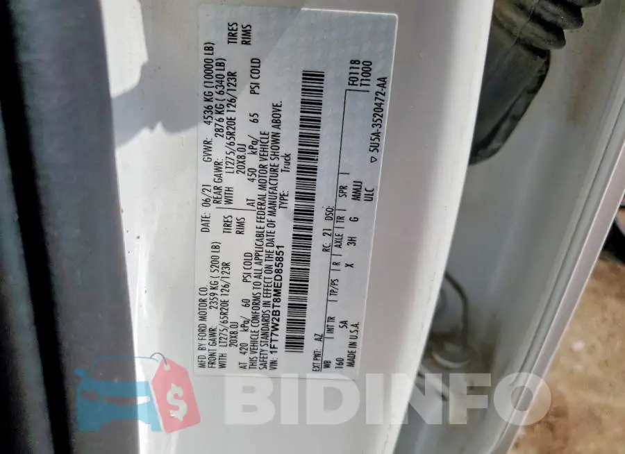 1FT7W2BT8MED85851 Photo# 12