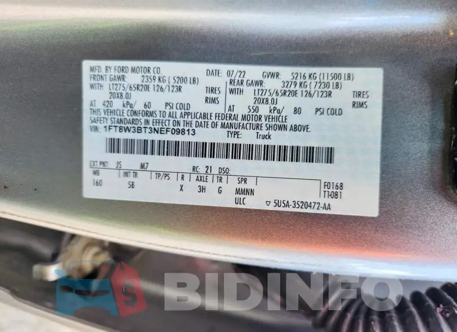 1FT8W3BT3NEF09813 Photo# 12