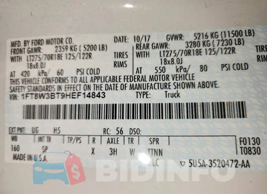 1FT8W3BT9HEF14843 Photo# 12