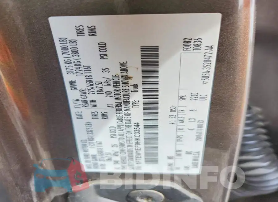 1FTEW1EF9HKC33544 Photo# 12