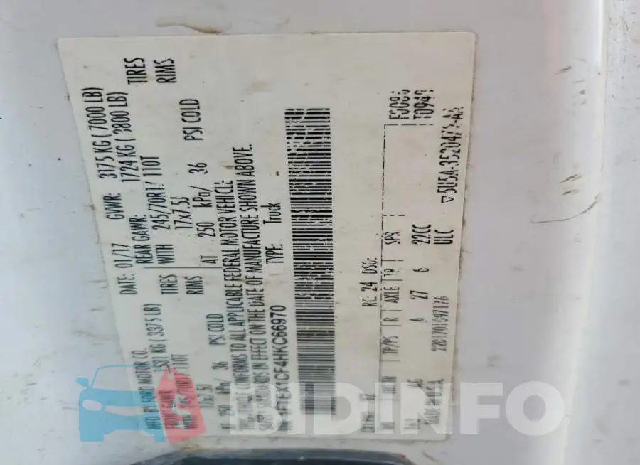 1FTEX1CF4HKC66970 Photo# 12