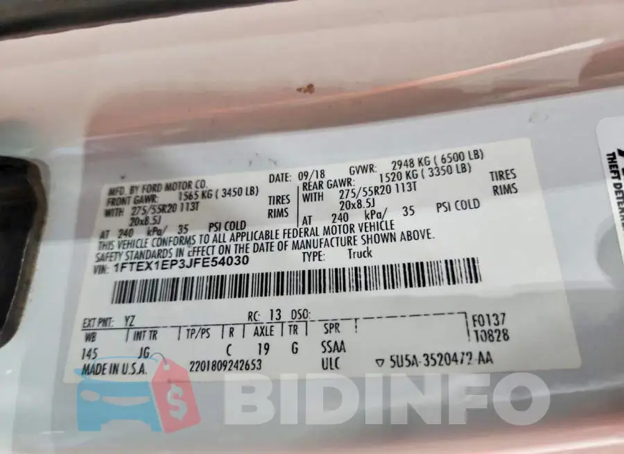 1FTEX1EP3JFE54030 Photo# 12
