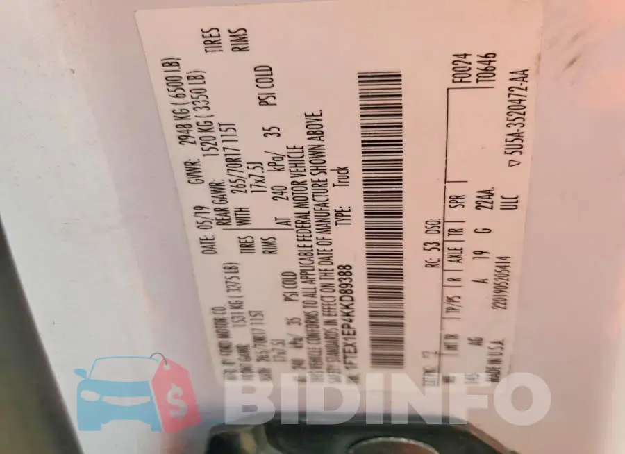 1FTEX1EP4KKD89388 Photo# 12