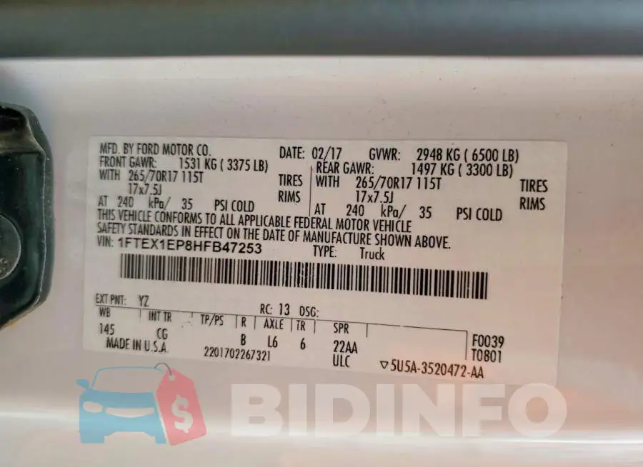 1FTEX1EP8HFB47253 Photo# 13