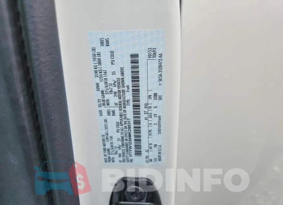 1FTFW1E89MKD80317 Photo# 12