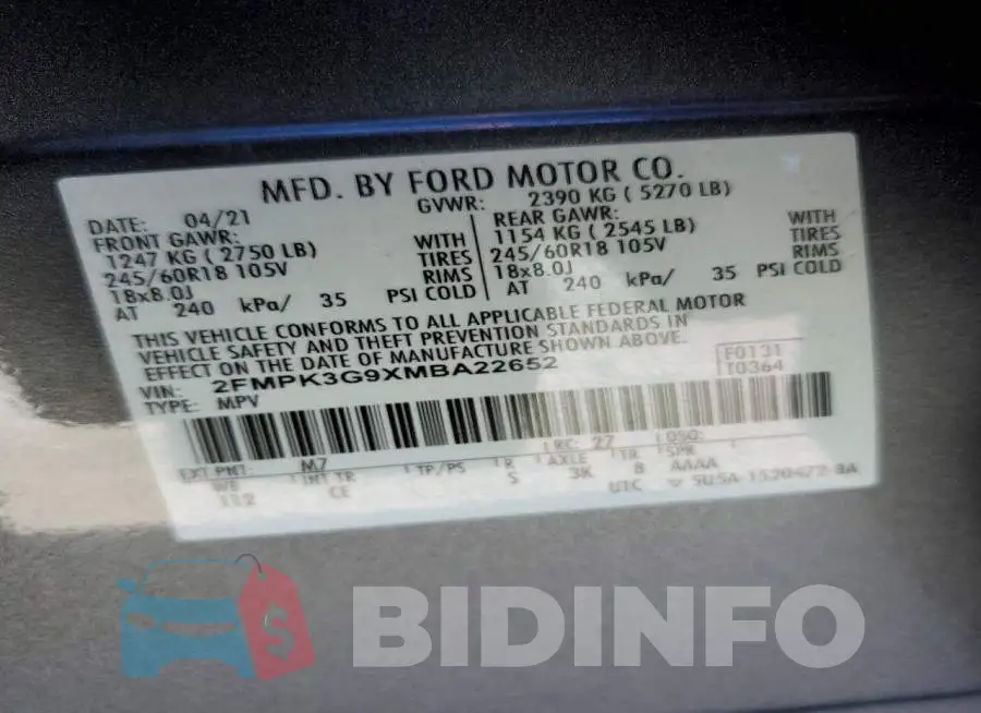 2FMPK3G9XMBA22652 Photo# 13