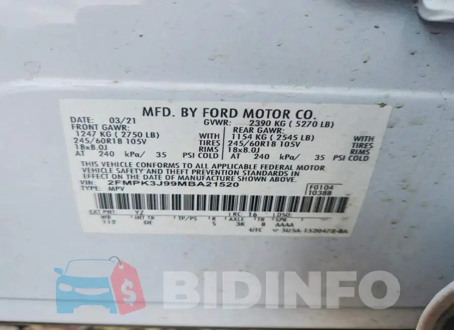 2FMPK3J99MBA21520 Photo# 13