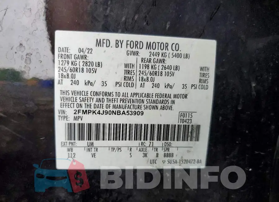 2FMPK4J90NBA53909 Photo# 12