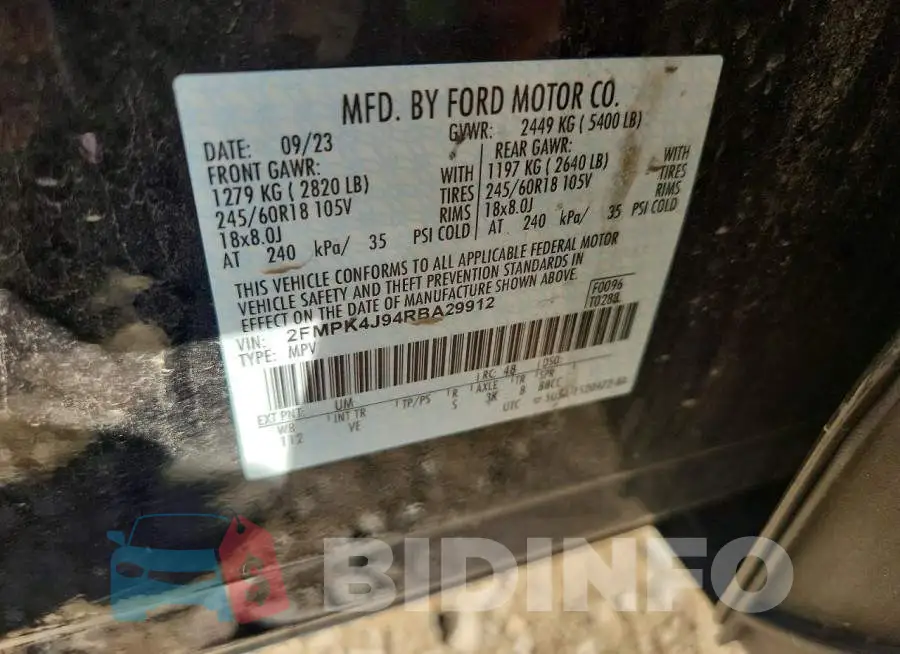 2FMPK4J94RBA29912 Photo# 12