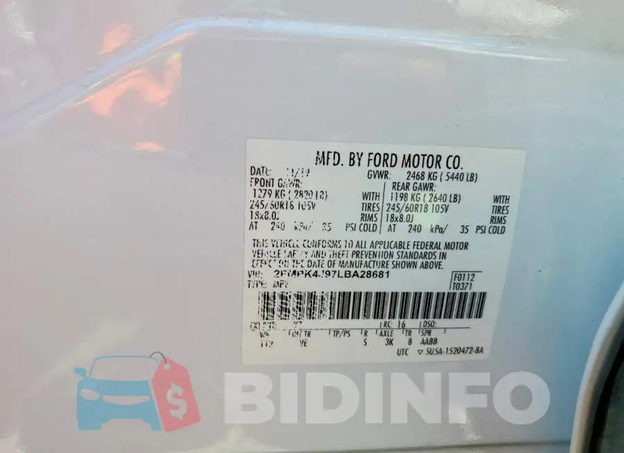2FMPK4J97LBA28681 Photo# 13