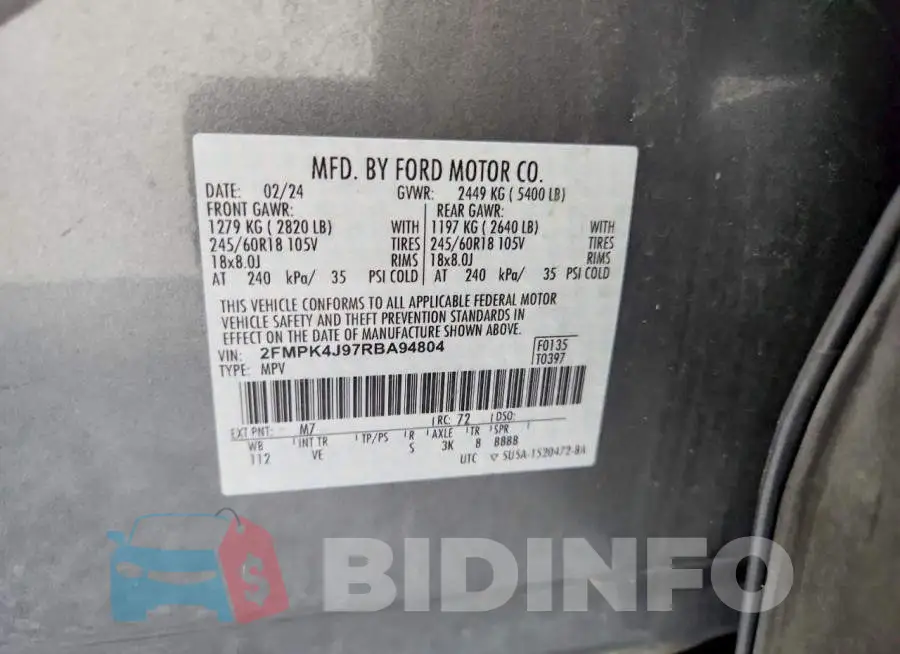 2FMPK4J97RBA94804 Photo# 13