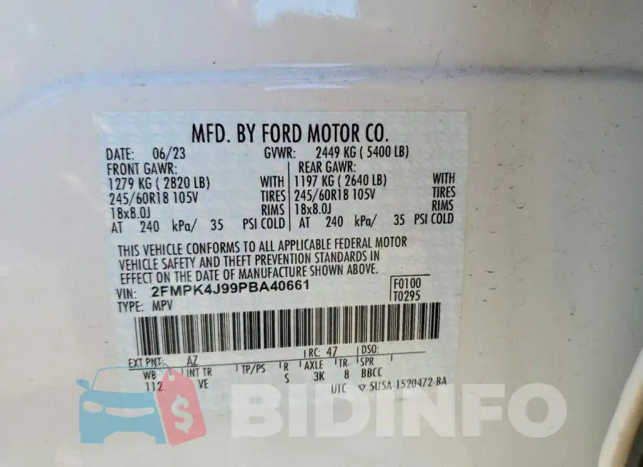2FMPK4J99PBA40661 Photo# 13