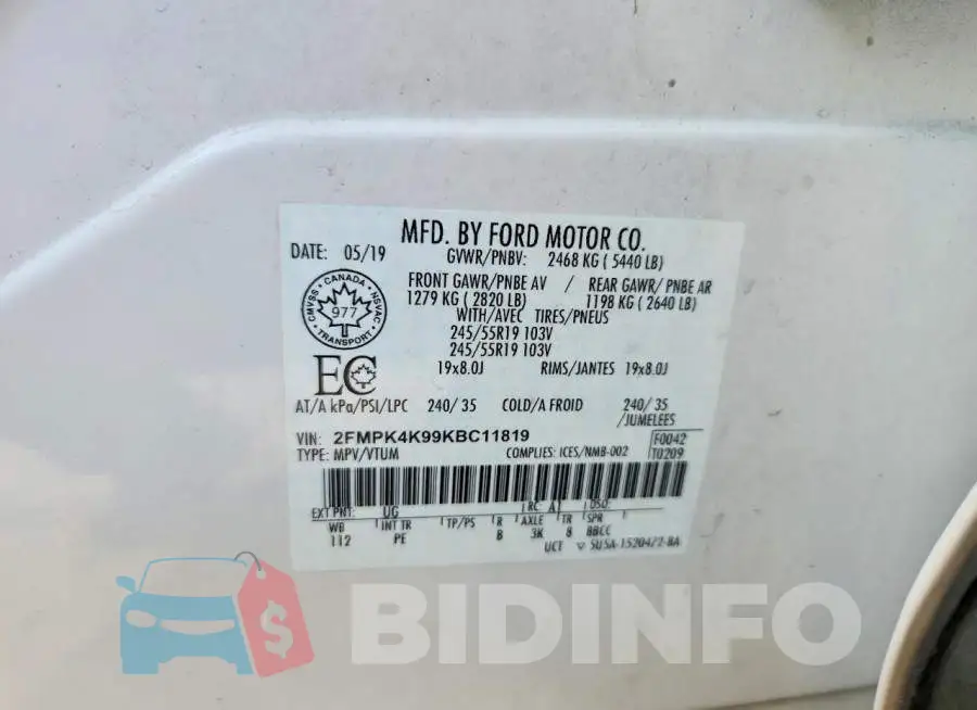 2FMPK4K99KBC11819 Photo# 14