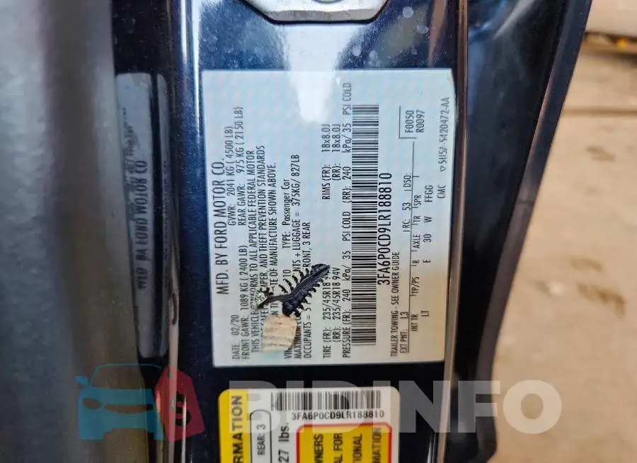 3FA6P0CD9LR188810 Photo# 12