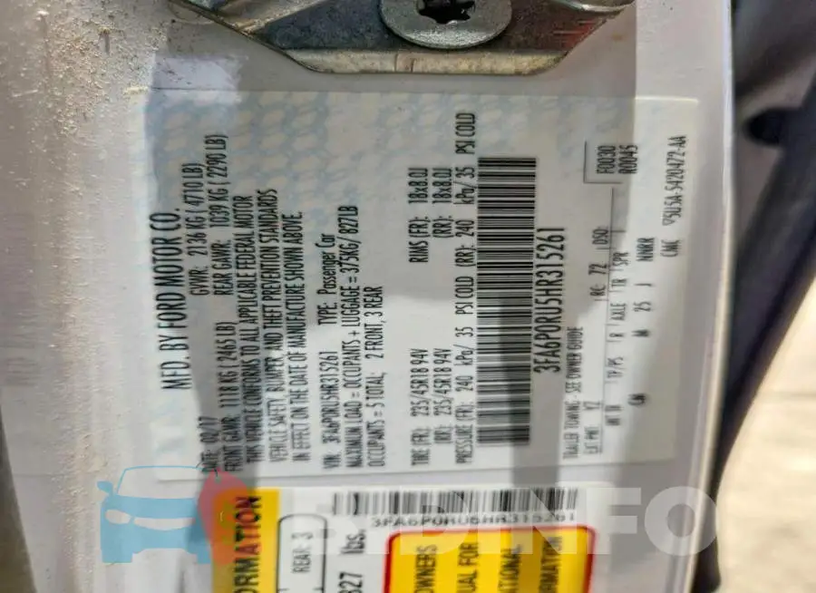 3FA6P0RU5HR315261 Photo# 13
