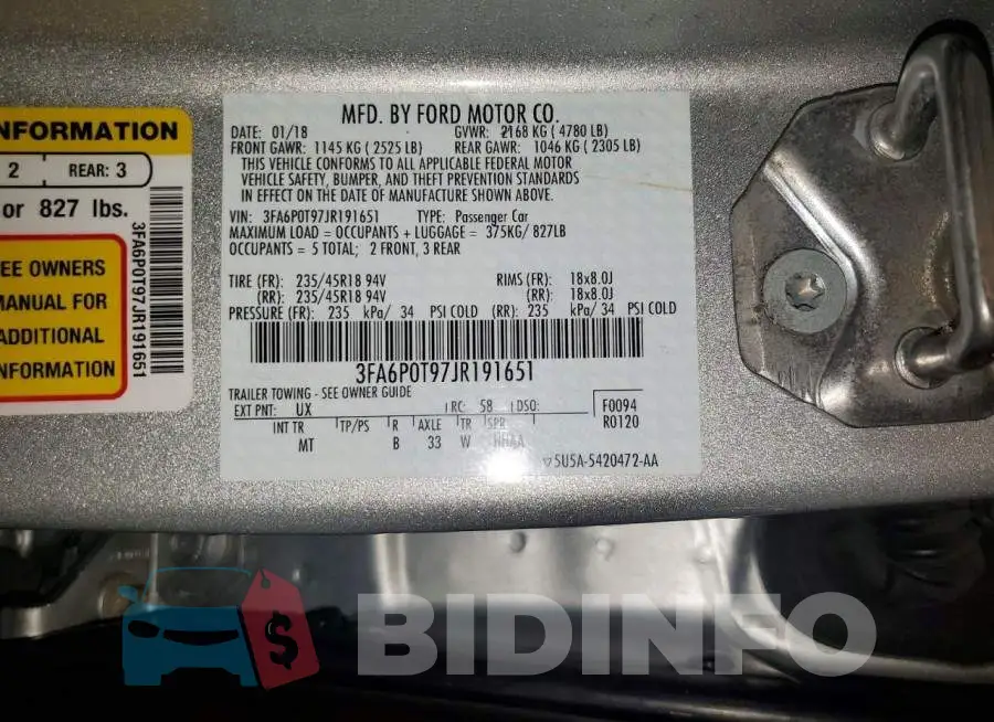 3FA6P0T97JR191651 Photo# 12