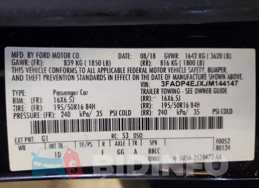 3FADP4EJXJM144147 Photo# 13