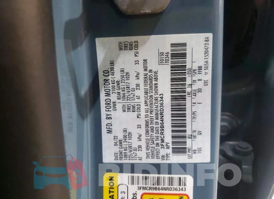 3FMCR9B64NRD36343 Photo# 14